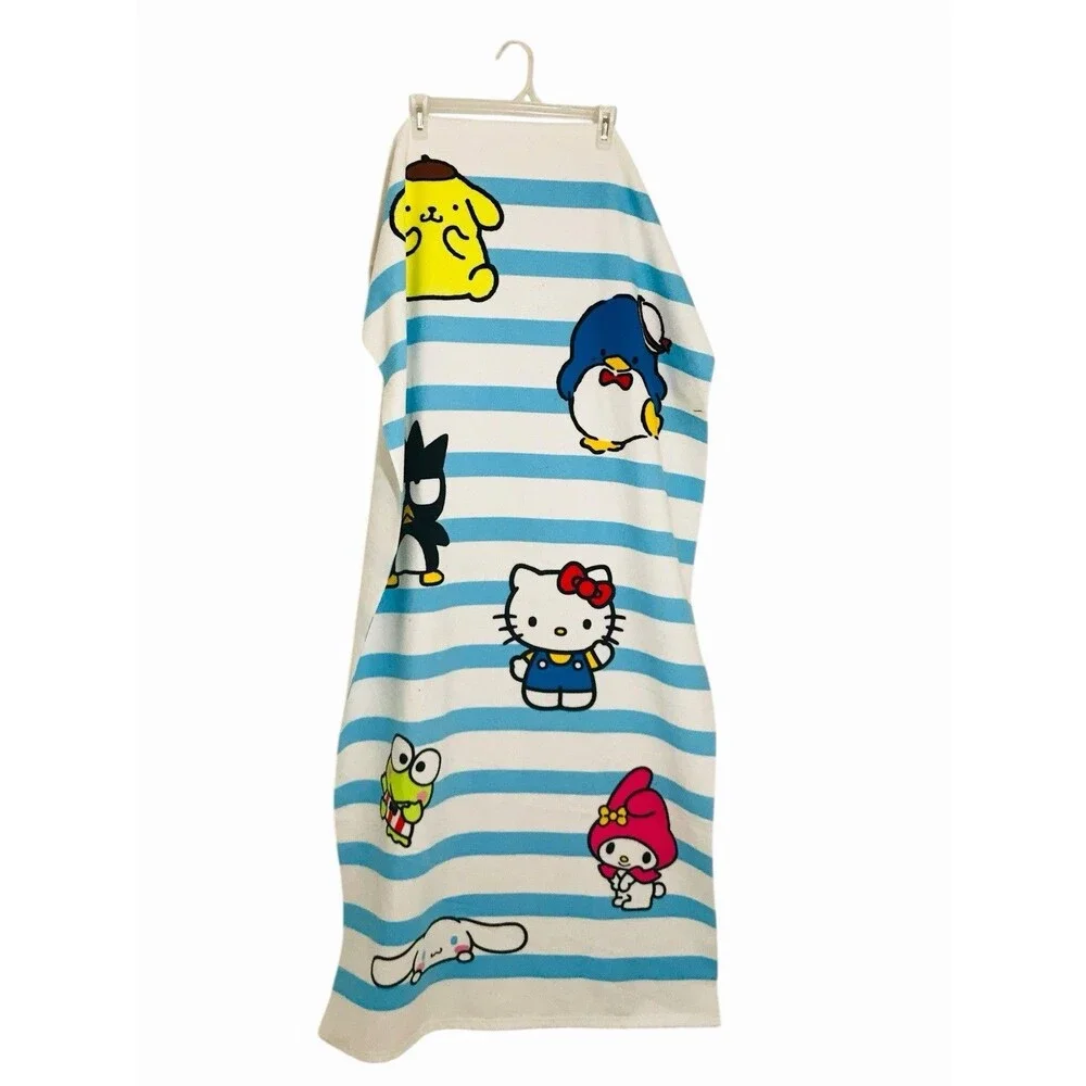Lot of 2 Hello Kitty Beach BATH Towel Microfiber Pink and Blue 27” x 54” Sanrio